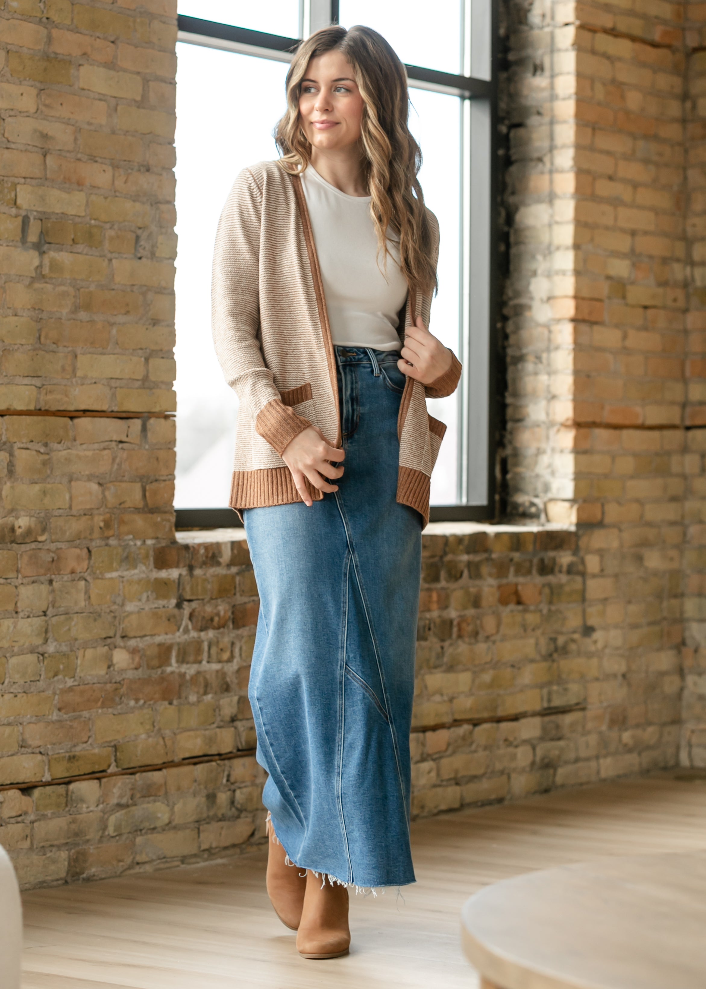 Inherit Co. Inherit Co. Lee A-Line Raw Hem Maxi Skirt - FINAL SALE — back view