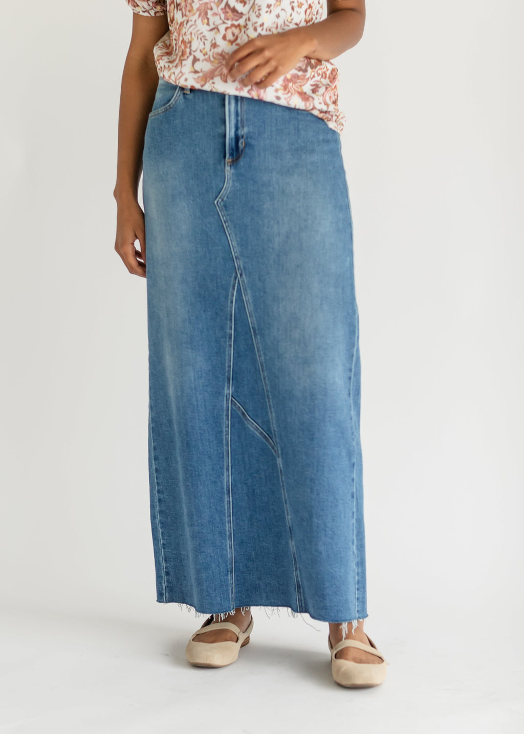 Inherit Co. Inherit Co. Lee A-Line Raw Hem Maxi Skirt - FINAL SALE — size reference