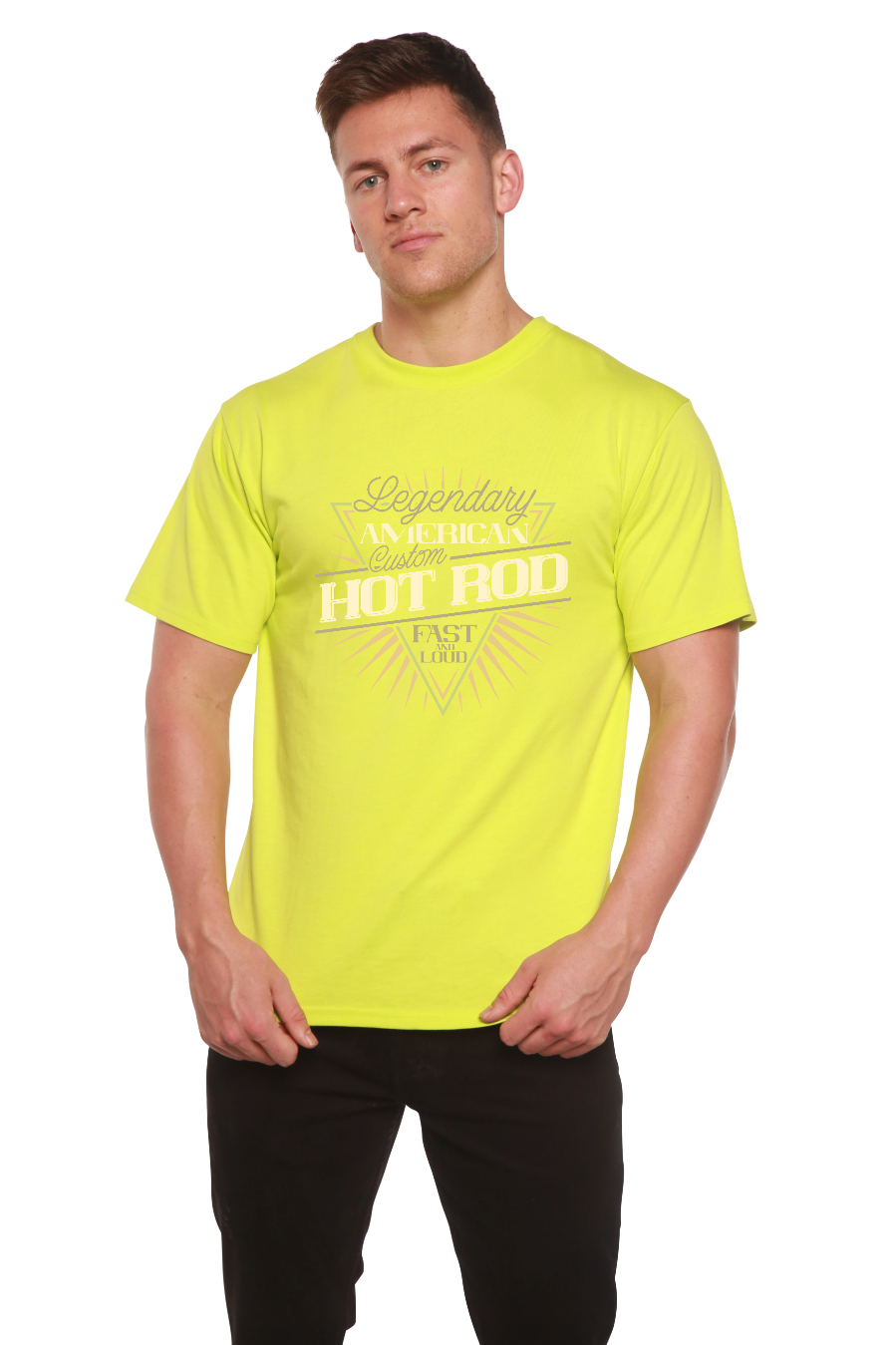 Spun Bamboo Legendary American Men's Bamboo Viscose/Organic Cotton Short Sleeve Graphic T-Shirt — in-use photo