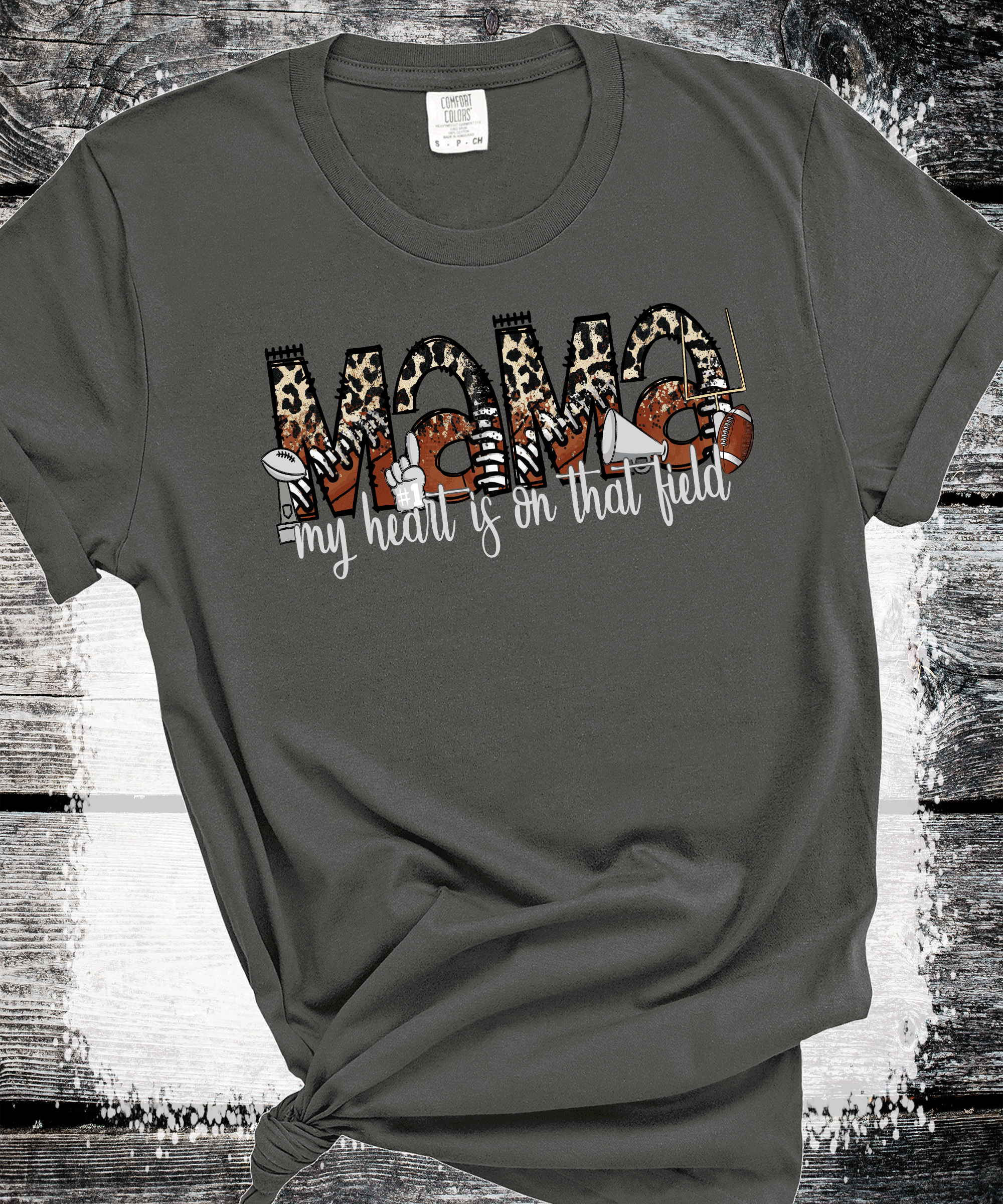 A Blessed Texas Mess Boutique Football MAMA leopard print, custom Football shirts, Personalized Football… — detail shot 6