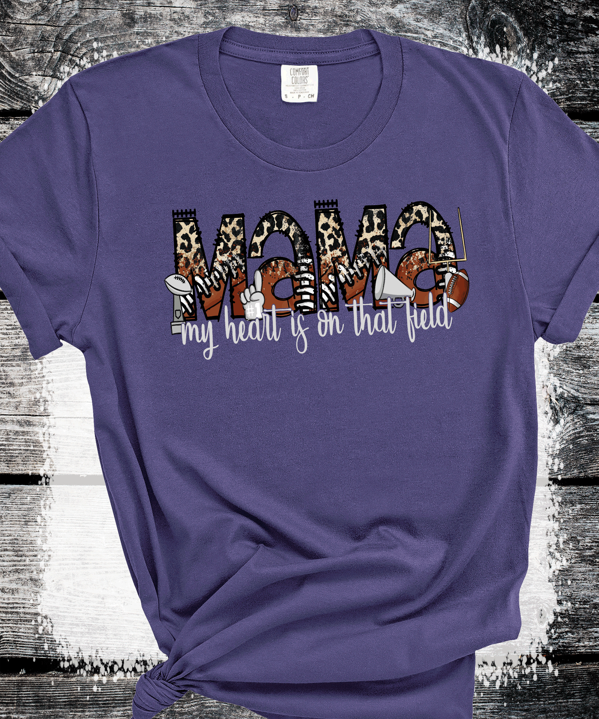 A Blessed Texas Mess Boutique Football MAMA leopard print, custom Football shirts, Personalized Football… — A Blessed Texas Mess Boutique branding close-up