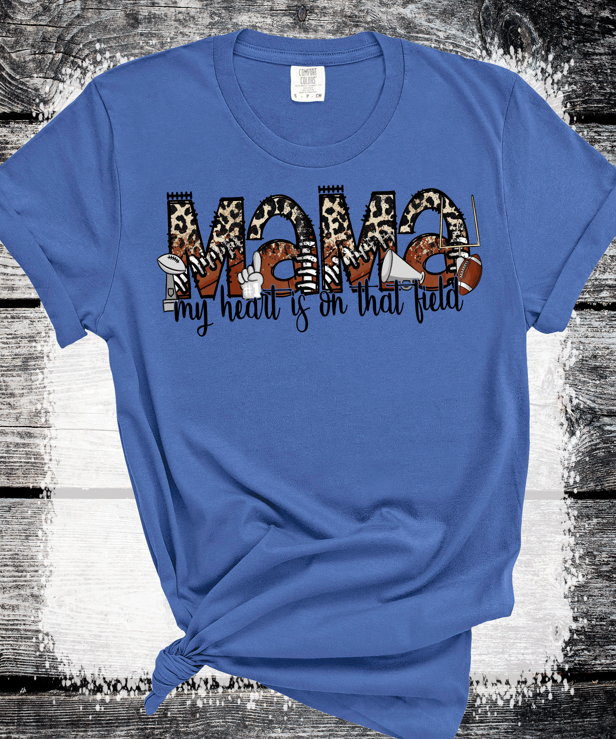 A Blessed Texas Mess Boutique Football MAMA leopard print, custom Football shirts, Personalized Football… — construction detail