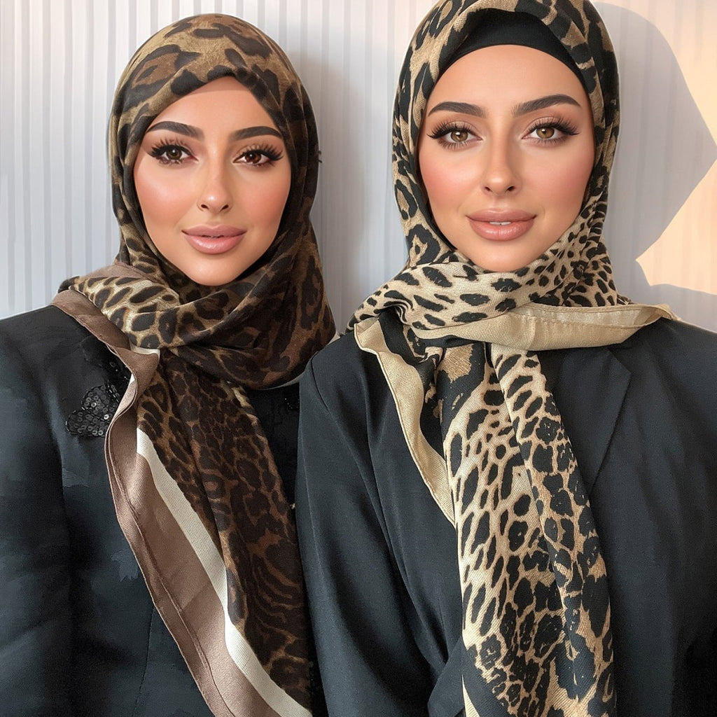 Mariam's Collection Leopard Print Square Scarf Hijab (MH182) — main product shot