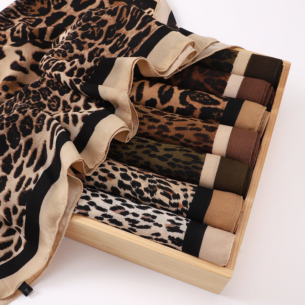 Mariam's Collection Mariam's Collection Leopard Print Square Scarf Hijab (MH182) — product on model