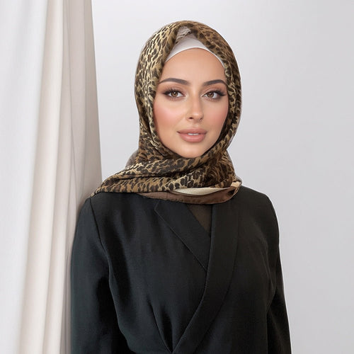 Leopard Print Square Scarf Hijab (MH182)