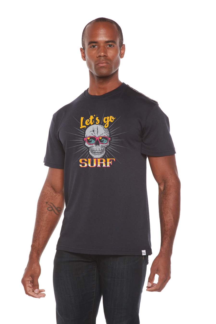 Spun Bamboo Let`s go SURF Men's Bamboo Viscose/Organic Cotton Short Sleeve Graphic T-Shirt — lifestyle context