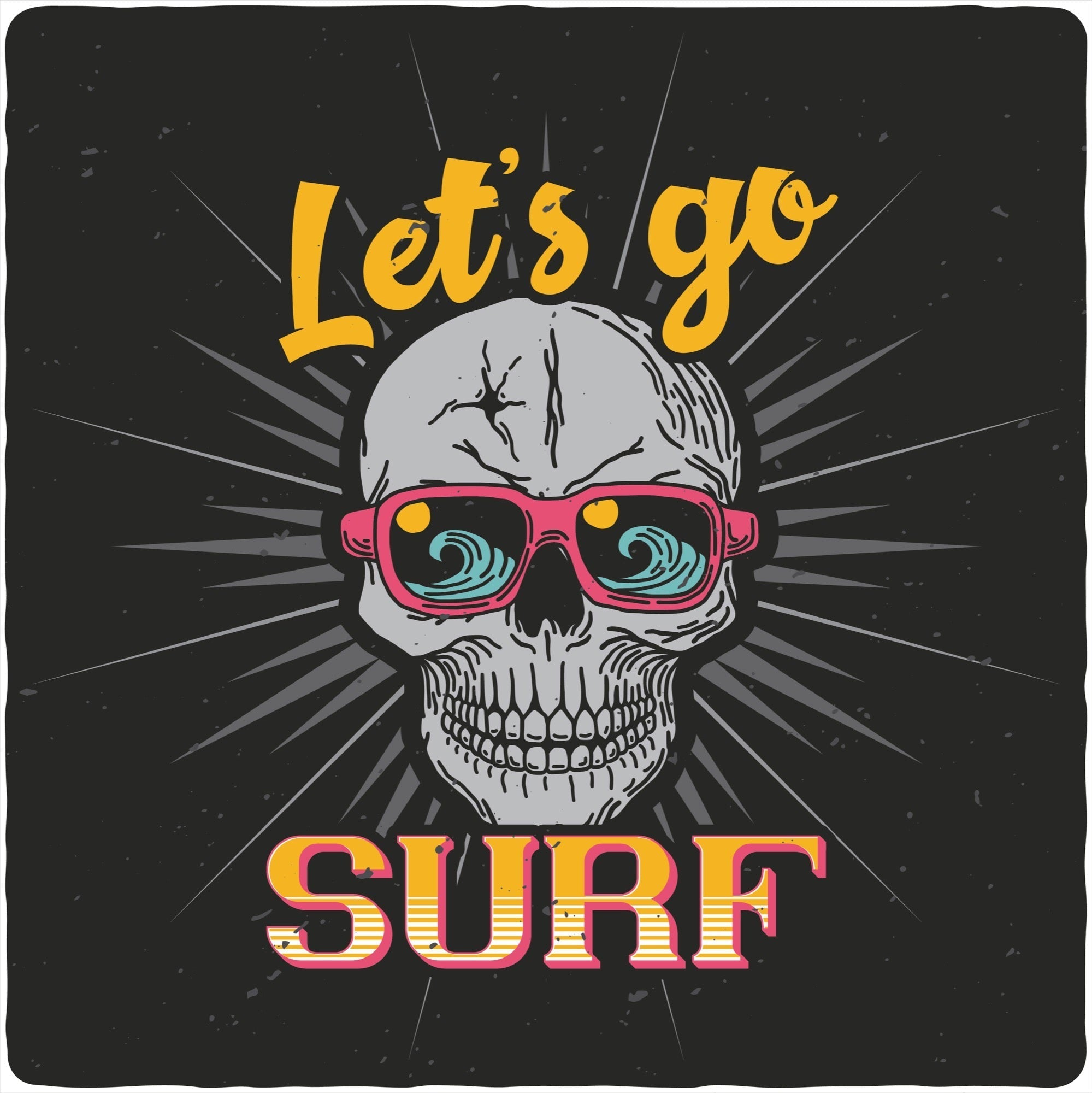 Spun Bamboo Let`s go SURF Men's Bamboo Viscose/Organic Cotton Short Sleeve Graphic T-Shirt — detail close-up