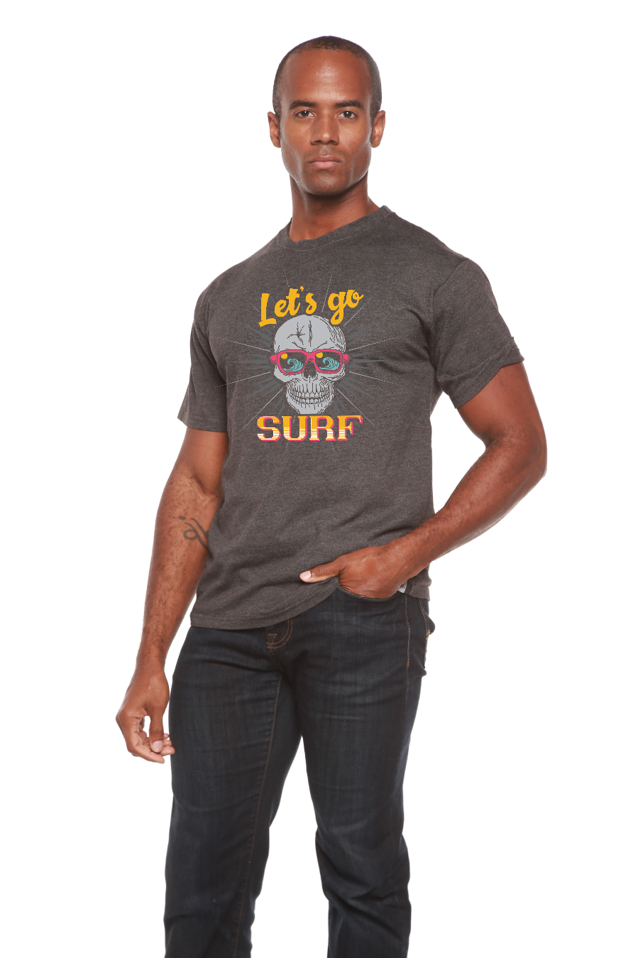 Spun Bamboo Let`s go SURF Men's Bamboo Viscose/Organic Cotton Short Sleeve Graphic T-Shirt — main product shot