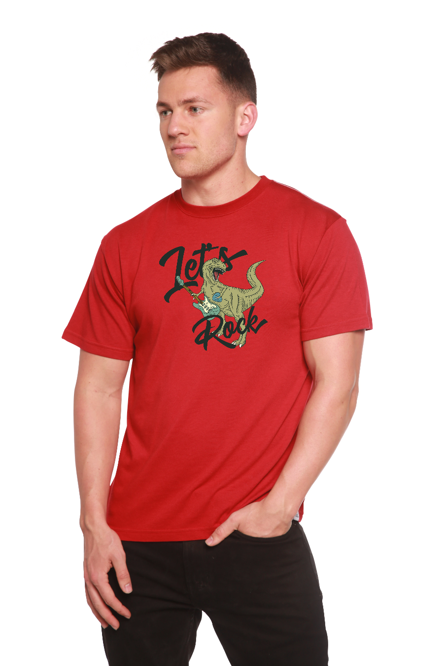 Spun Bamboo Lets Rock Men's Bamboo Viscose/Organic Cotton Short Sleeve Graphic T-Shirt — main product shot