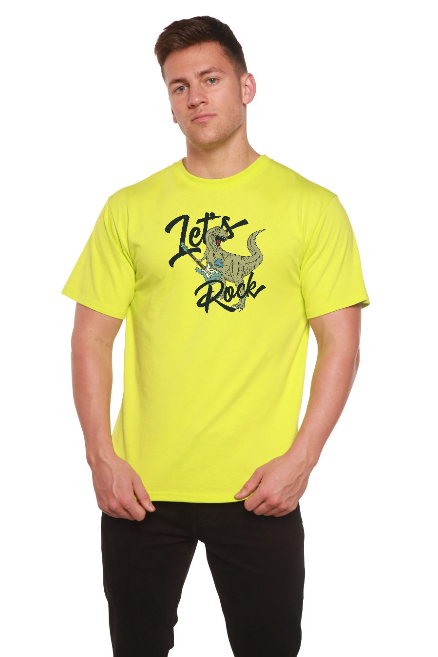 Spun Bamboo Lets Rock Men's Bamboo Viscose/Organic Cotton Short Sleeve Graphic T-Shirt — alternative angle