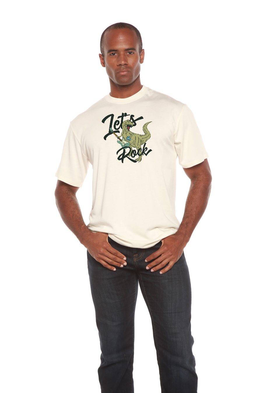 Spun Bamboo Lets Rock Men's Bamboo Viscose/Organic Cotton Short Sleeve Graphic T-Shirt — back view
