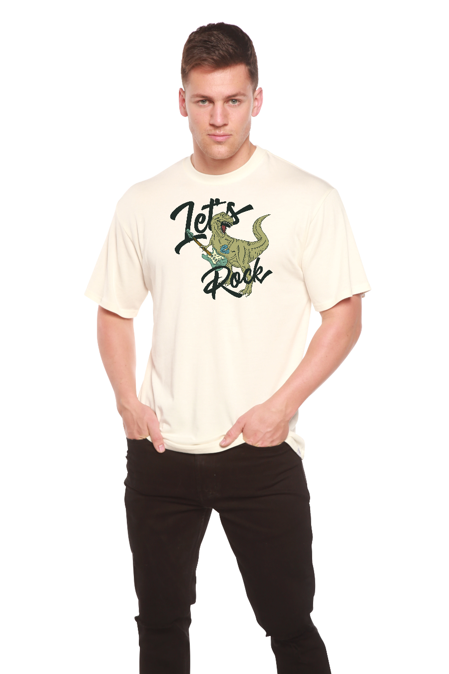 Spun Bamboo Lets Rock Men's Bamboo Viscose/Organic Cotton Short Sleeve Graphic T-Shirt — comparison shot