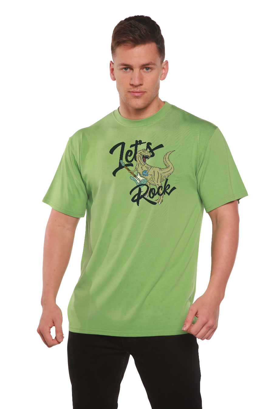 Spun Bamboo Lets Rock Men's Bamboo Viscose/Organic Cotton Short Sleeve Graphic T-Shirt — packaging