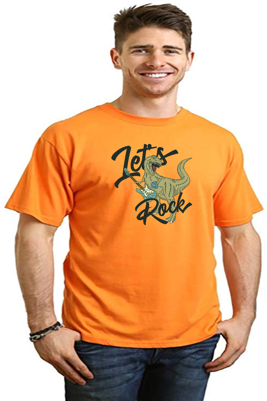 Spun Bamboo Lets Rock Men's Bamboo Viscose/Organic Cotton Short Sleeve Graphic T-Shirt — side view