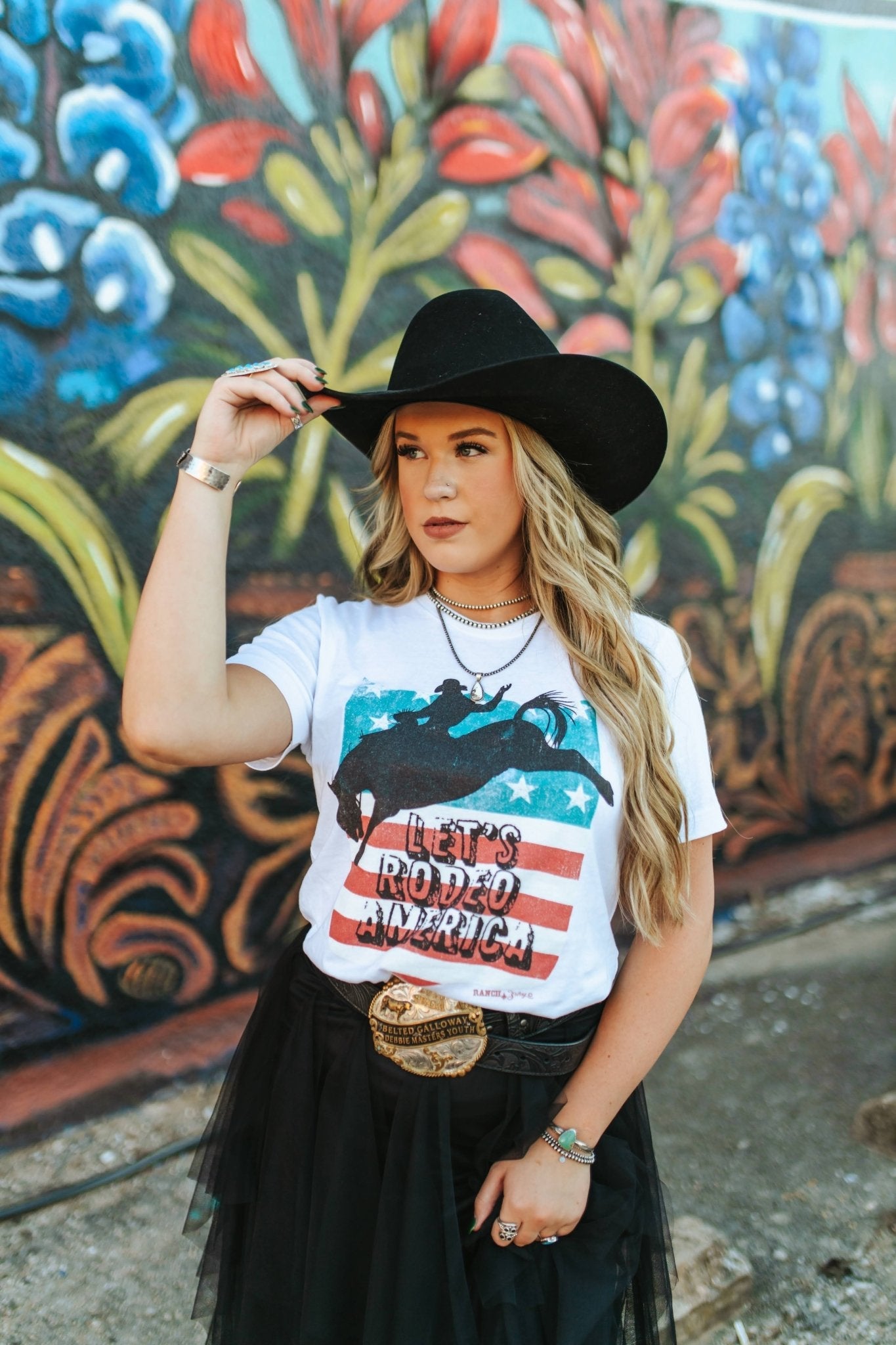 Wild Junkie Let's Rodeo America Graphic Tee — construction detail