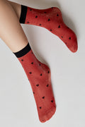 TheRanok.com Shimmering Socks Conte Fantasy - "Hearts" Designs — fabric or material detail