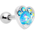 BodyCandy 16G 1/4 Blue Faux Opal Paw Print Heart Cartilage Tragus Earring — main product shot