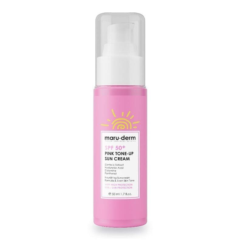 Maruderm SPF 50+ Pink Tone Up Sunscreen: Evens Skin Tone, Reduces Redness, Korean Formula - High UV Protection