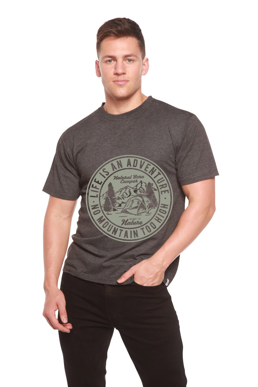 Spun Bamboo Life Is An Adventure Men's Bamboo Viscose/Organic Cotton Short Sleeve Graphic T-Shirt — main product shot