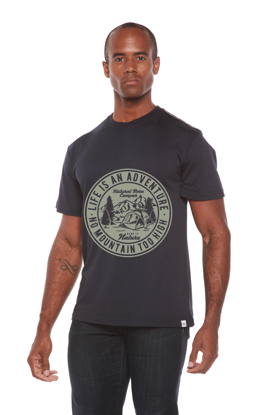 Spun Bamboo Life Is An Adventure Men's Bamboo Viscose/Organic Cotton Short Sleeve Graphic T-Shirt — lifestyle context