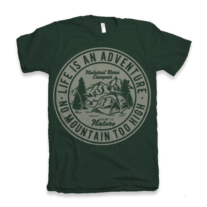 Spun Bamboo Life Is An Adventure Men's Bamboo Viscose/Organic Cotton Short Sleeve Graphic T-Shirt — detail close-up