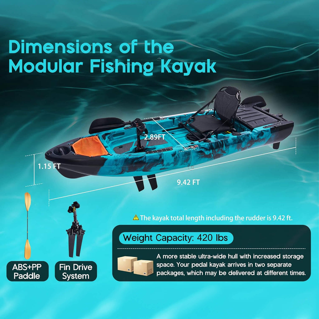 Lightweight 10FT 1-Person Modular Fishing Kayak With Fin Drive System (SAK21489) – SAKSBY WHOLESALE, view 10