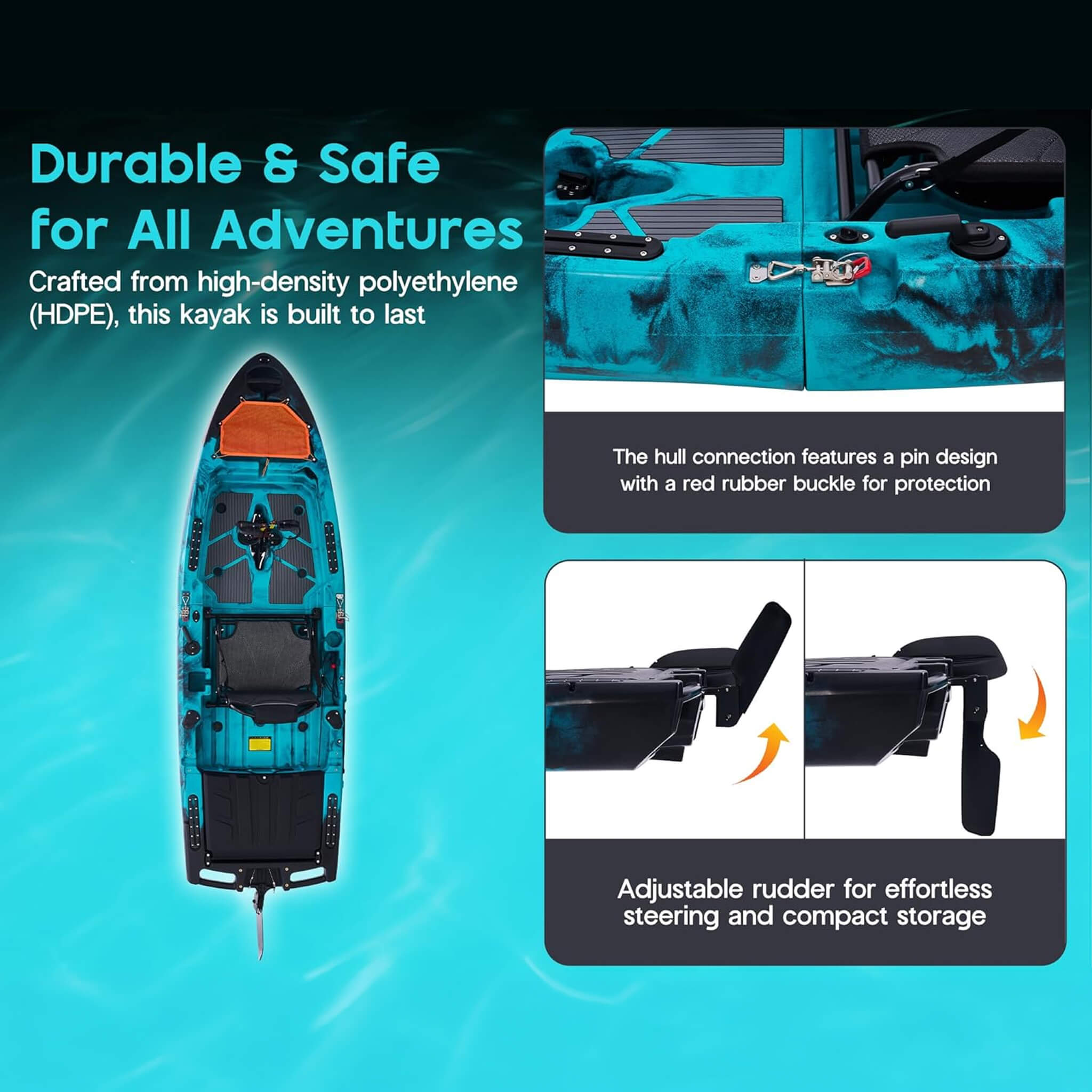Lightweight 10FT 1-Person Modular Fishing Kayak With Fin Drive System (SAK21489) – SAKSBY WHOLESALE, view 4