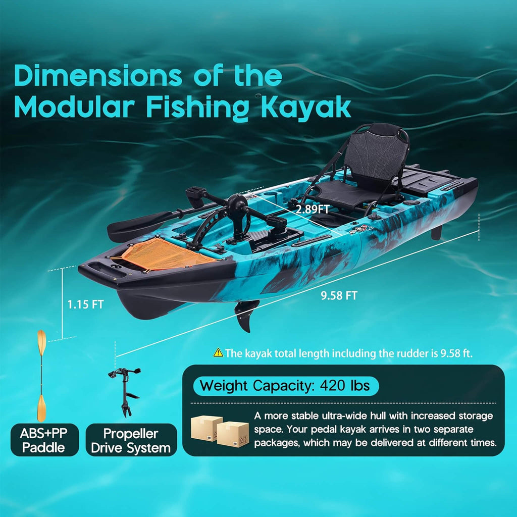 Lightweight 10FT 1-Person Modular Fishing Kayak With Propeller Drive System (SAK67032) – SAKSBY WHOLESALE, view 10