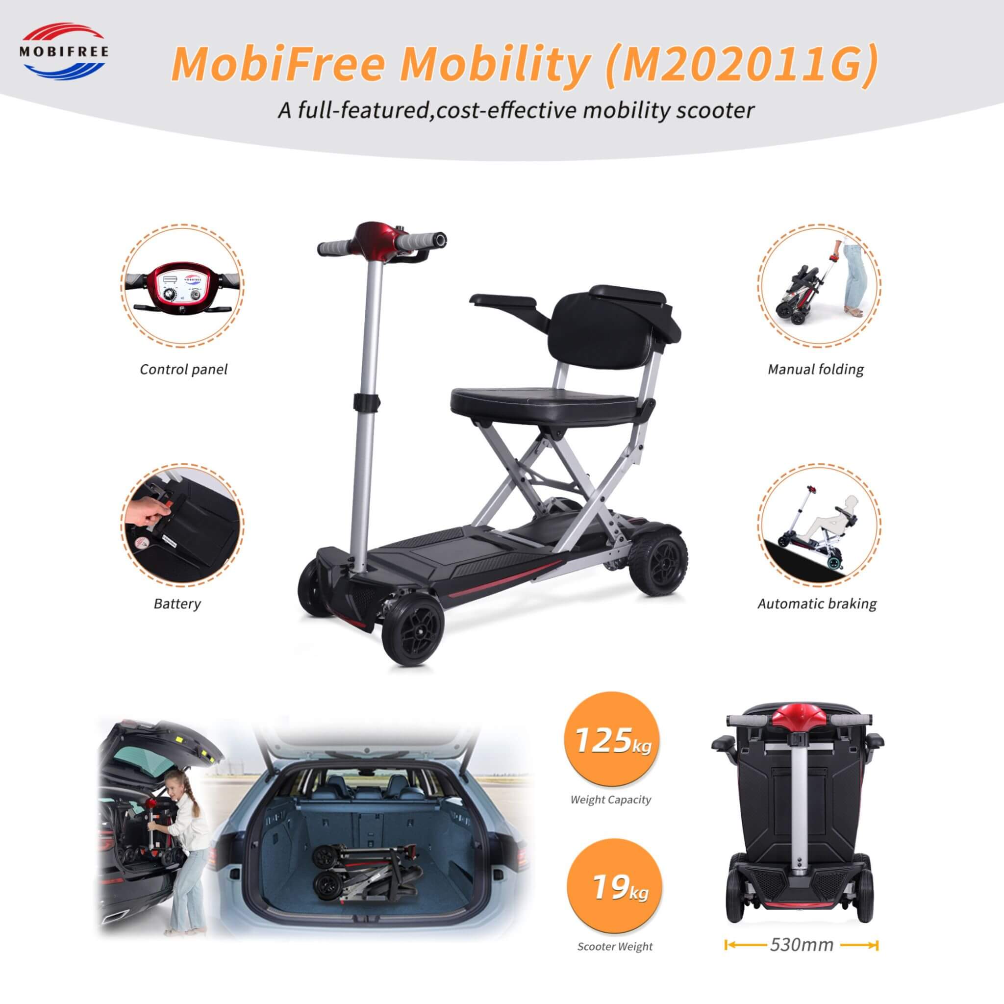 Lightweight Powered Folding Mobility Scooter For Adults And Seniors (SAK53214) – SAKSBY WHOLESALE, view 11