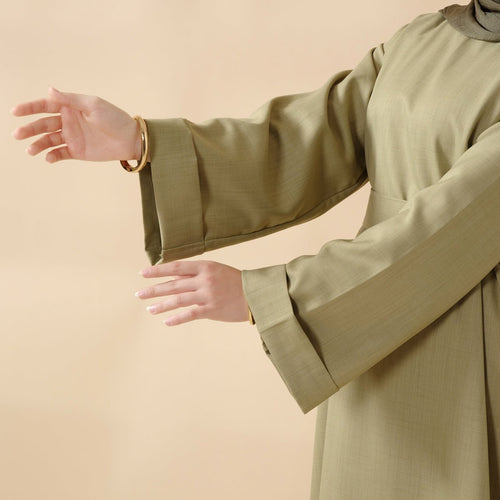 Linen Plain Abaya with Pockets 2-Piece Set (MA043)