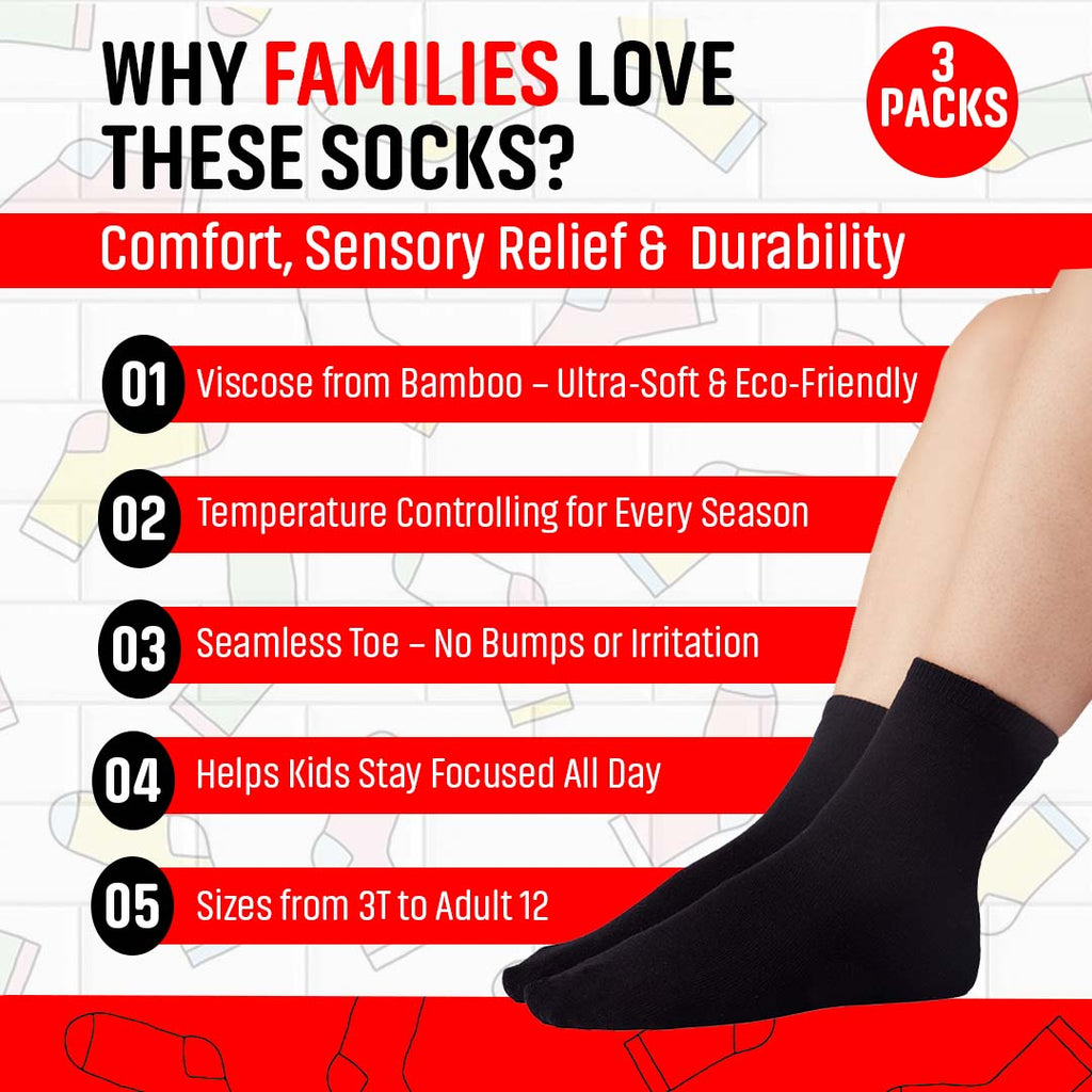 ParkerandTalia SmoothToe™ Crew Socks – 5 Pack — sensory-friendly socks — size reference