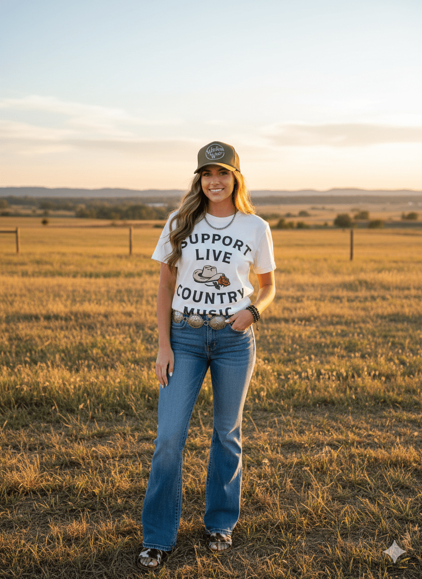 Wild Junkie Live Country Music Graphic Tee — construction detail