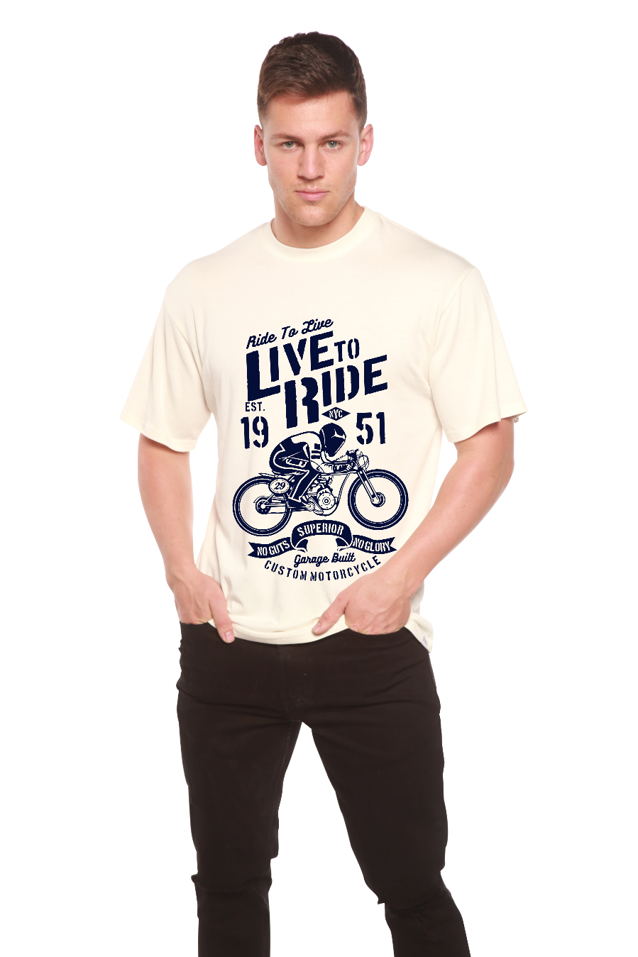 Spun Bamboo Live To Ride Men's Bamboo Viscose/Organic Cotton Short Sleeve Graphic T-Shirt — main product shot