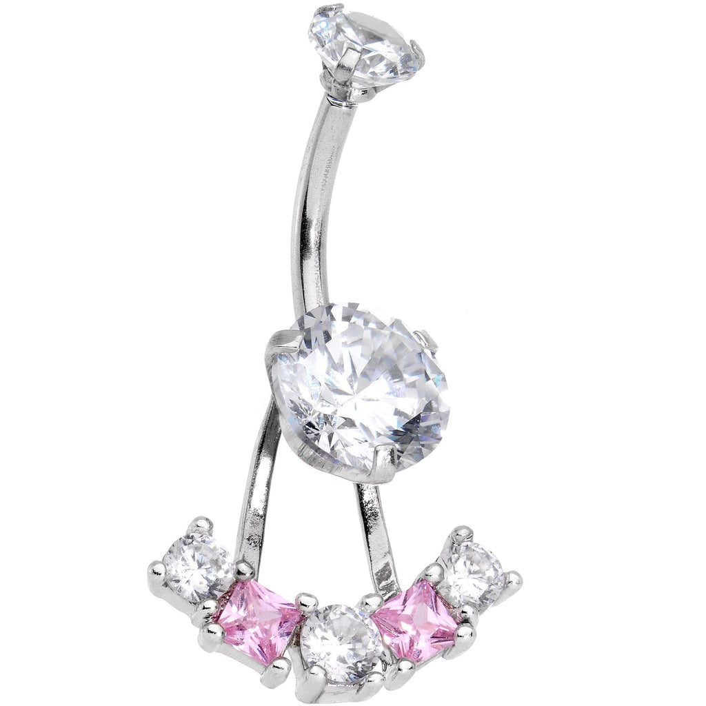 BodyCandy Clear Pink CZ Gem Sassy Sparkle Butterfly Dangle Belly Ring — main product shot
