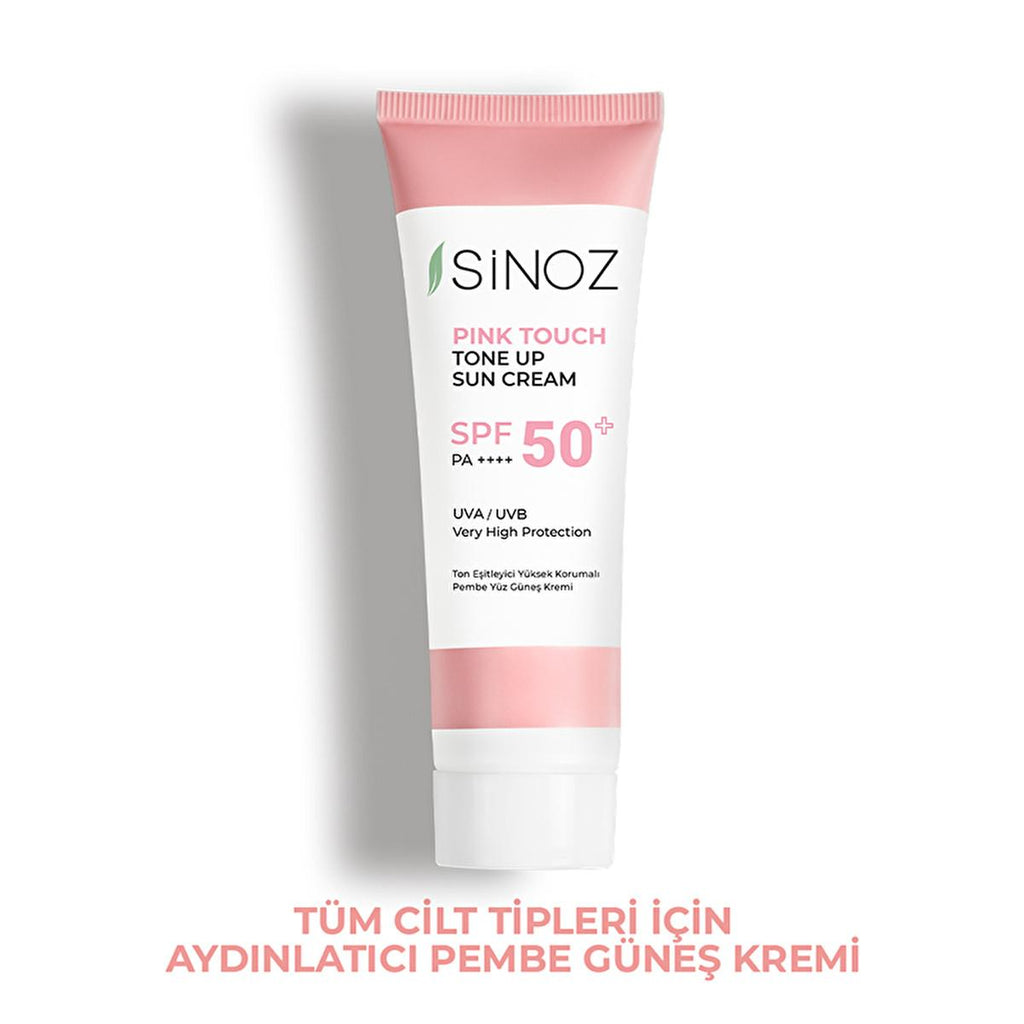 Sinoz SPF50+ Pink Touch Facial Sunscreen: Tone Up & Protect with High Protection, Calamine & PA++++ for Radiant Skin (1.69 fl oz)