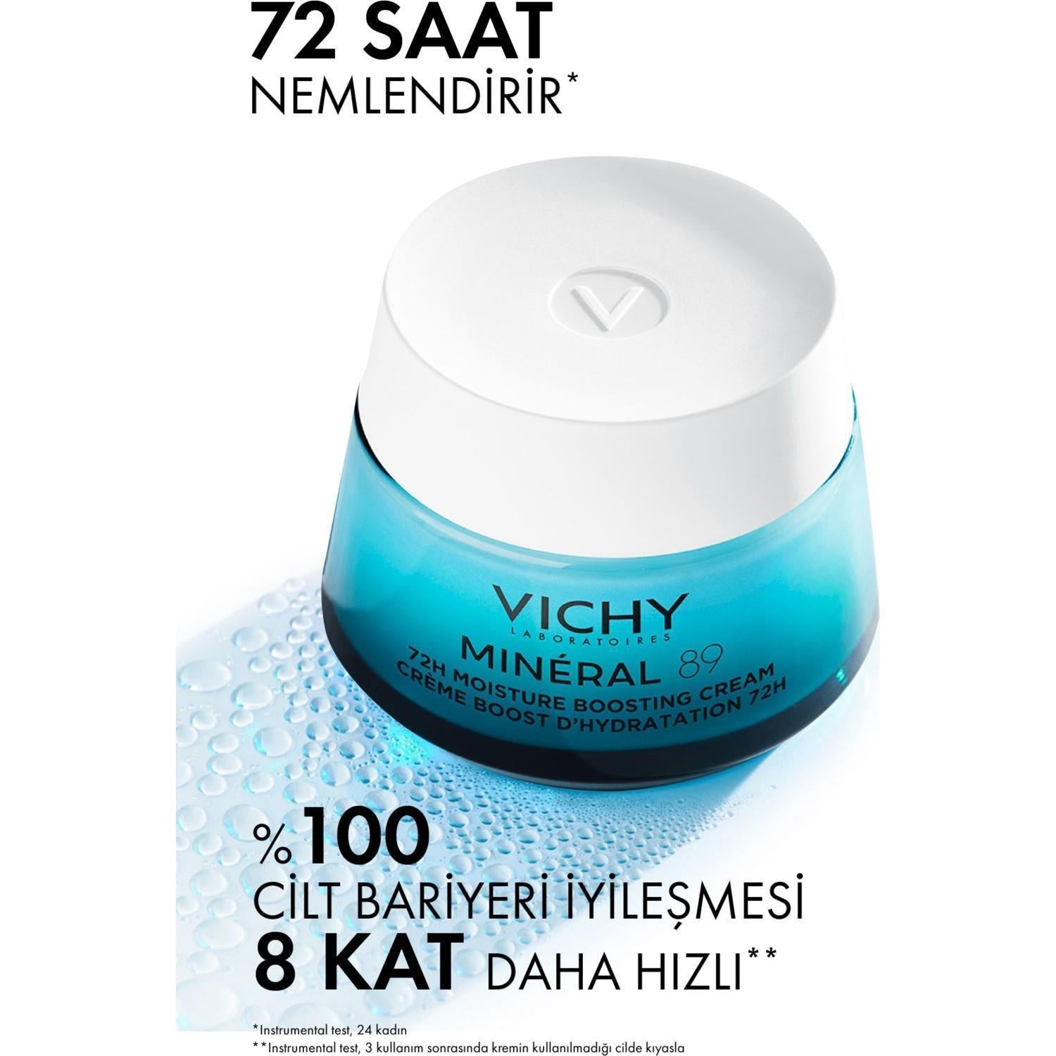 Vichy Mineral 89 Light Cream - Long-Lasting Hydration Moisturizer for Normal to Combination Skin