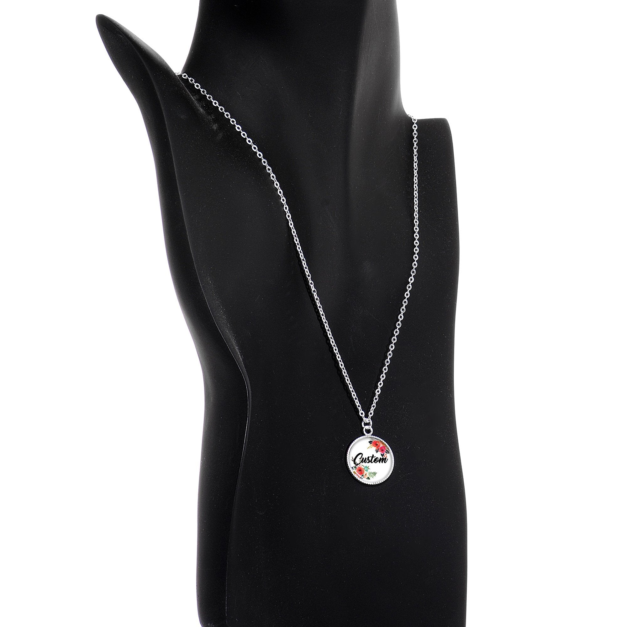 BodyCandy Custom Floral Personalized Name Silver Plated Chain Necklace — lifestyle context