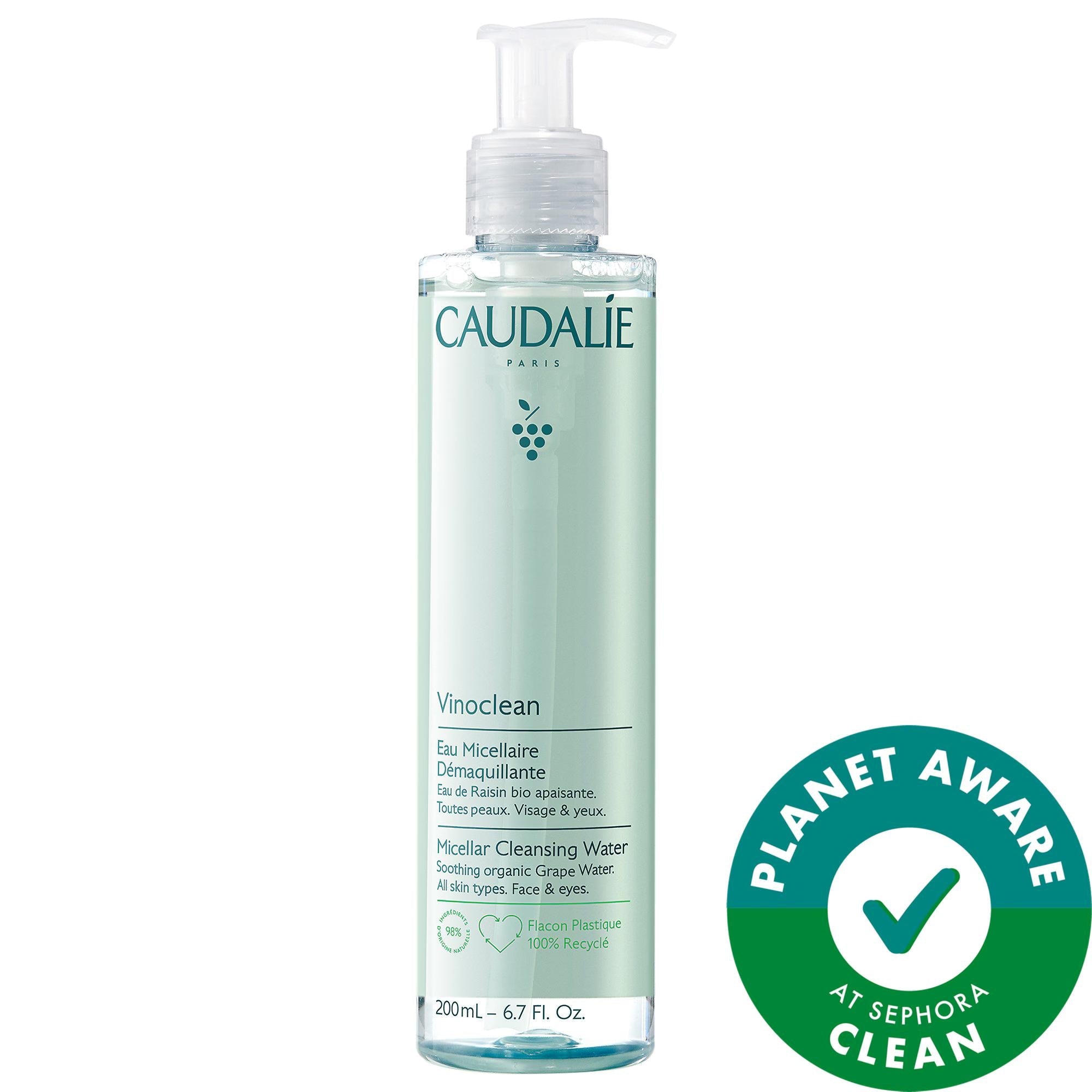 Vinoclean Micellar Water: Gentle Makeup Remover, Cleanser & Hydrator for Sensitive Skin - Vegan & Natural Skincare