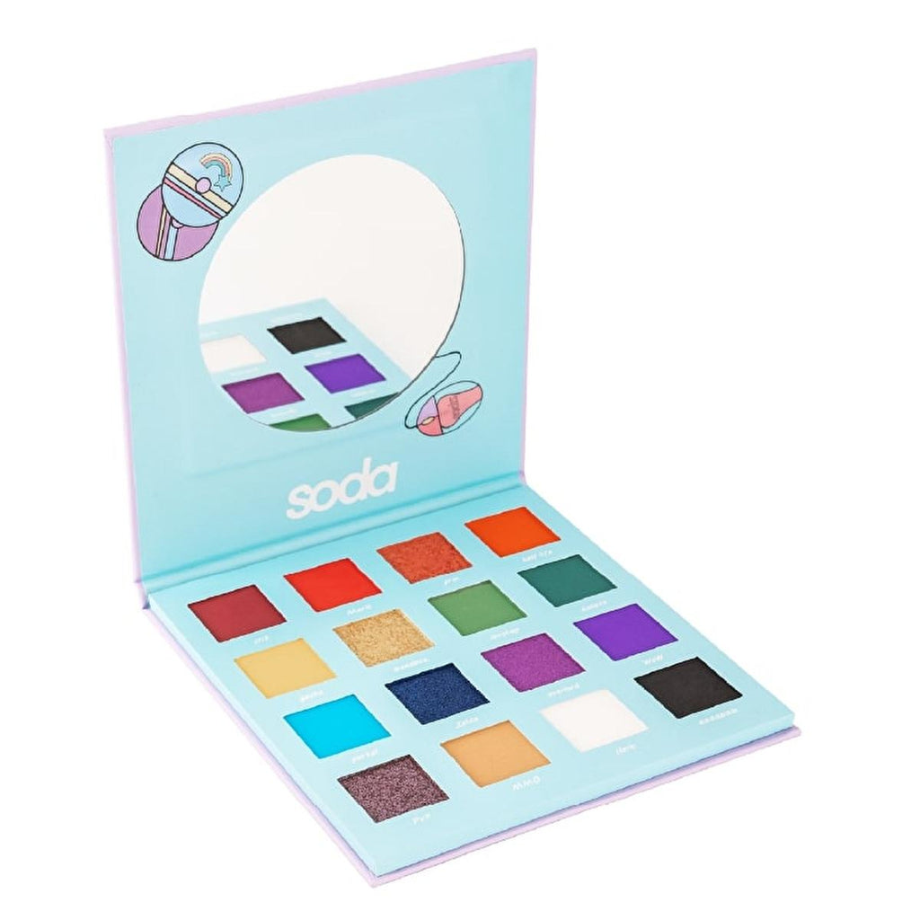 Soda Game Over Far Paleti 001 Old School - 16 Shade Eyeshadow Palette with Matte, Shimmer, Glitter Finish