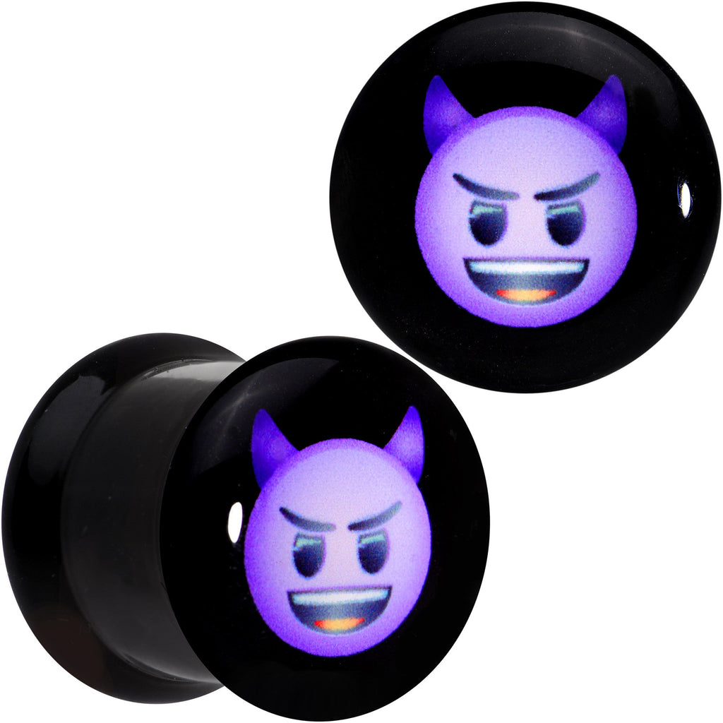 BodyCandy 7/16 Licensed Purple Devil emoji Acrylic Double Flare Plug Set — main product shot