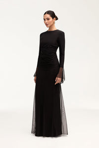 Lolita Rouched Mesh Top - Black Clothing Veiled 