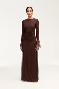 Lolita Rouched Mesh Top - Espresso Clothing Veiled 