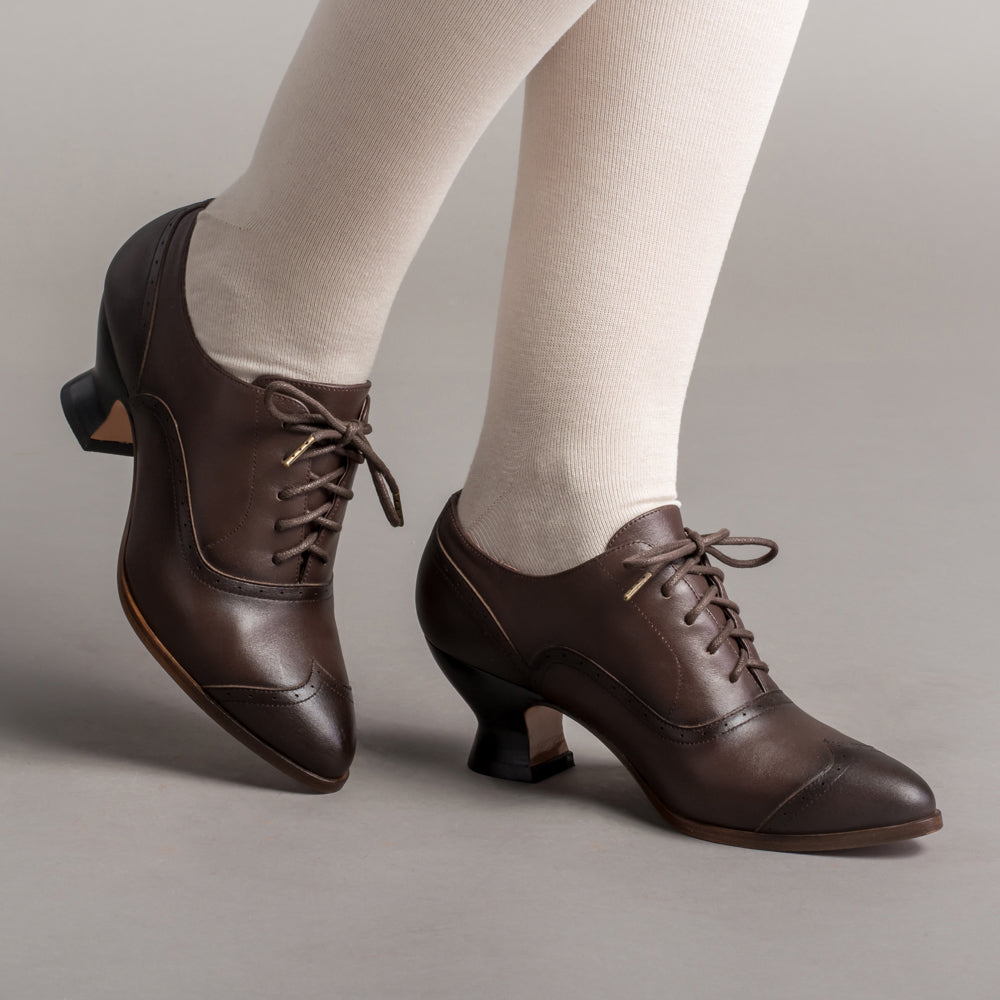 Londoner Women's Edwardian Oxfords (Brown) — historical footwear by American Duchess
