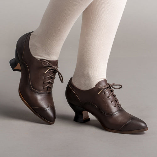 Londoner Women's Edwardian Oxfords (Brown) — historical footwear by American Duchess