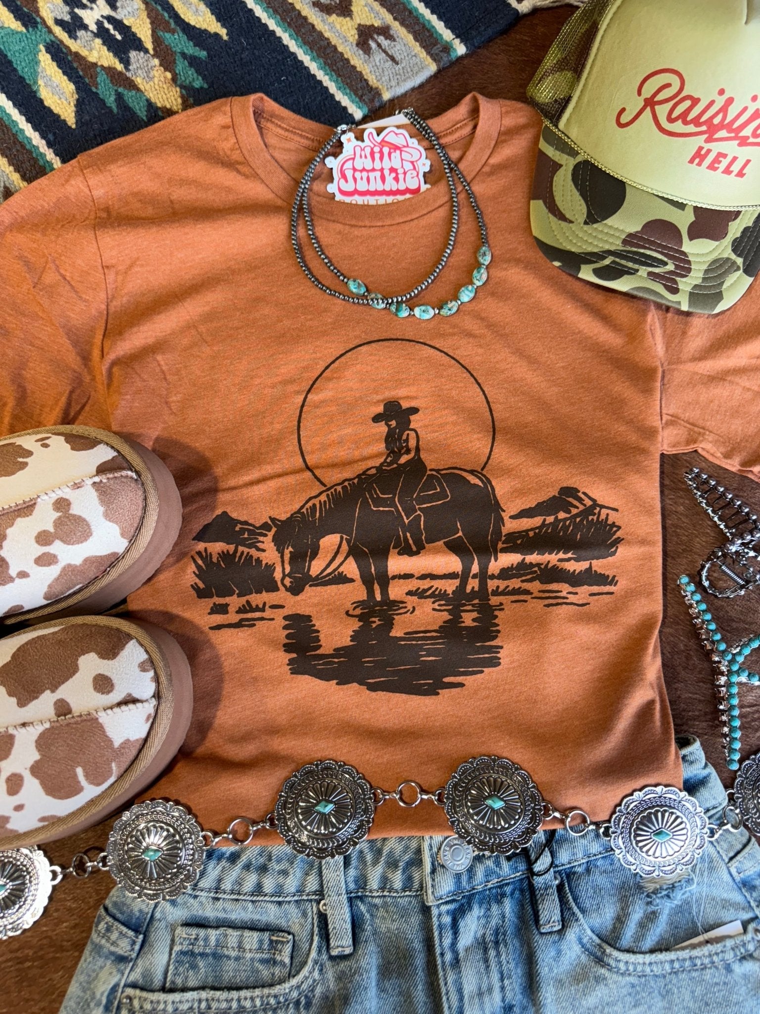 Wild Junkie Lone Cowgirl Rider Graphic Tee — main product shot