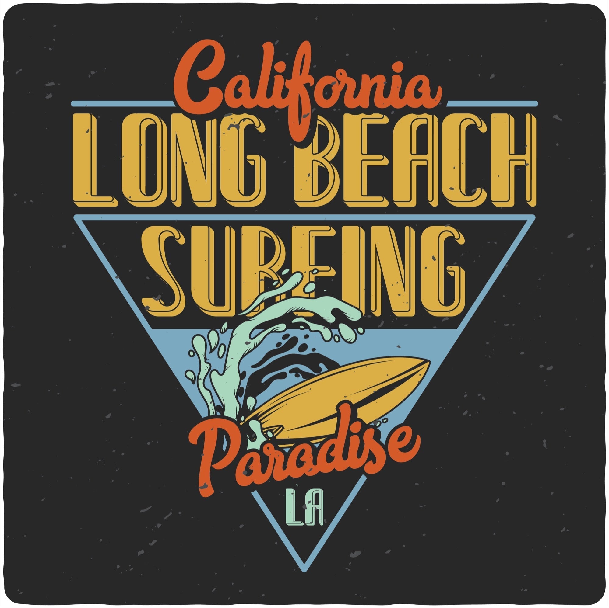 Spun Bamboo Long Beach Surfing Printed Men's Bamboo Viscose/Organic Cotton Short Sleeve Graphic T-Shirt — detail close-up