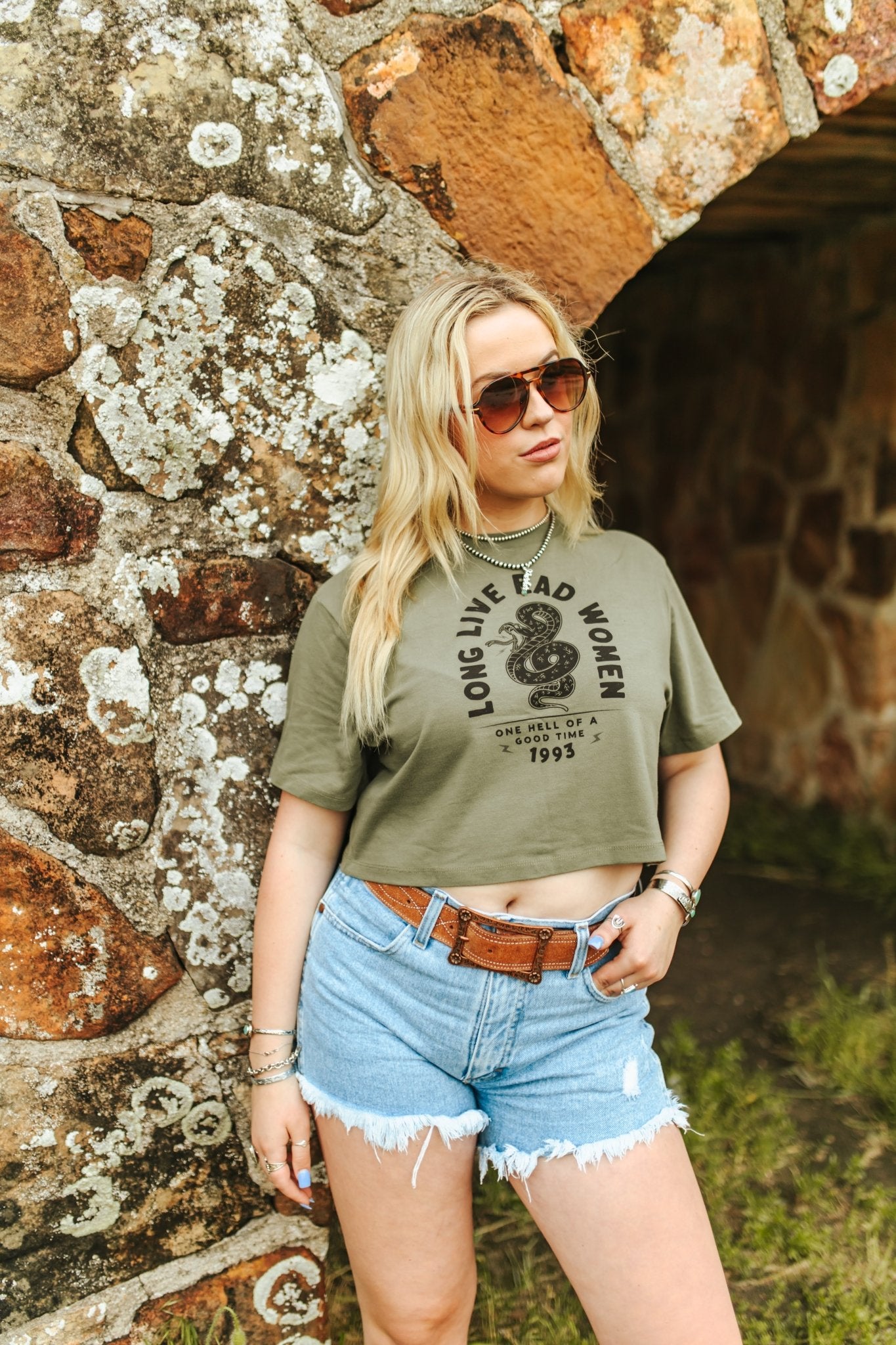 Wild Junkie Long Live Rad Women Boxy Crop Graphic Tee — lifestyle context