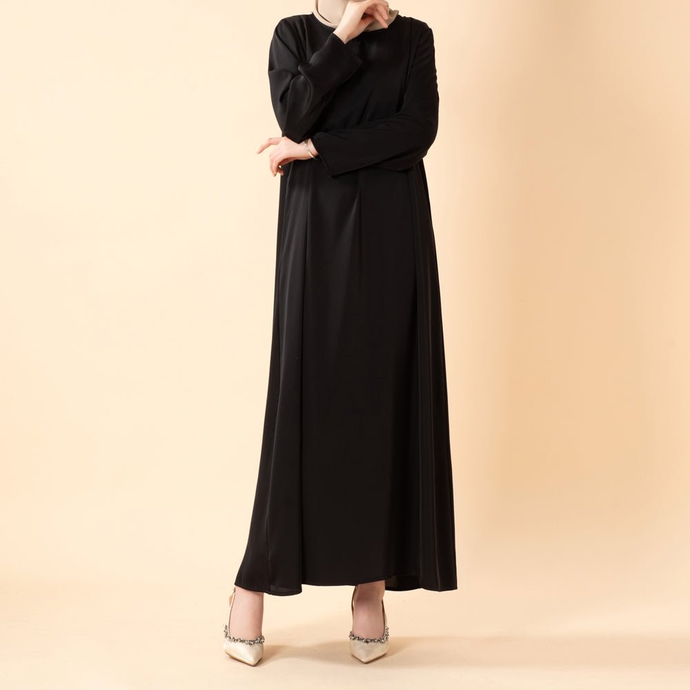 Mariam's Collection Long Sleeve Satin Inner Dress (MA061) — back view