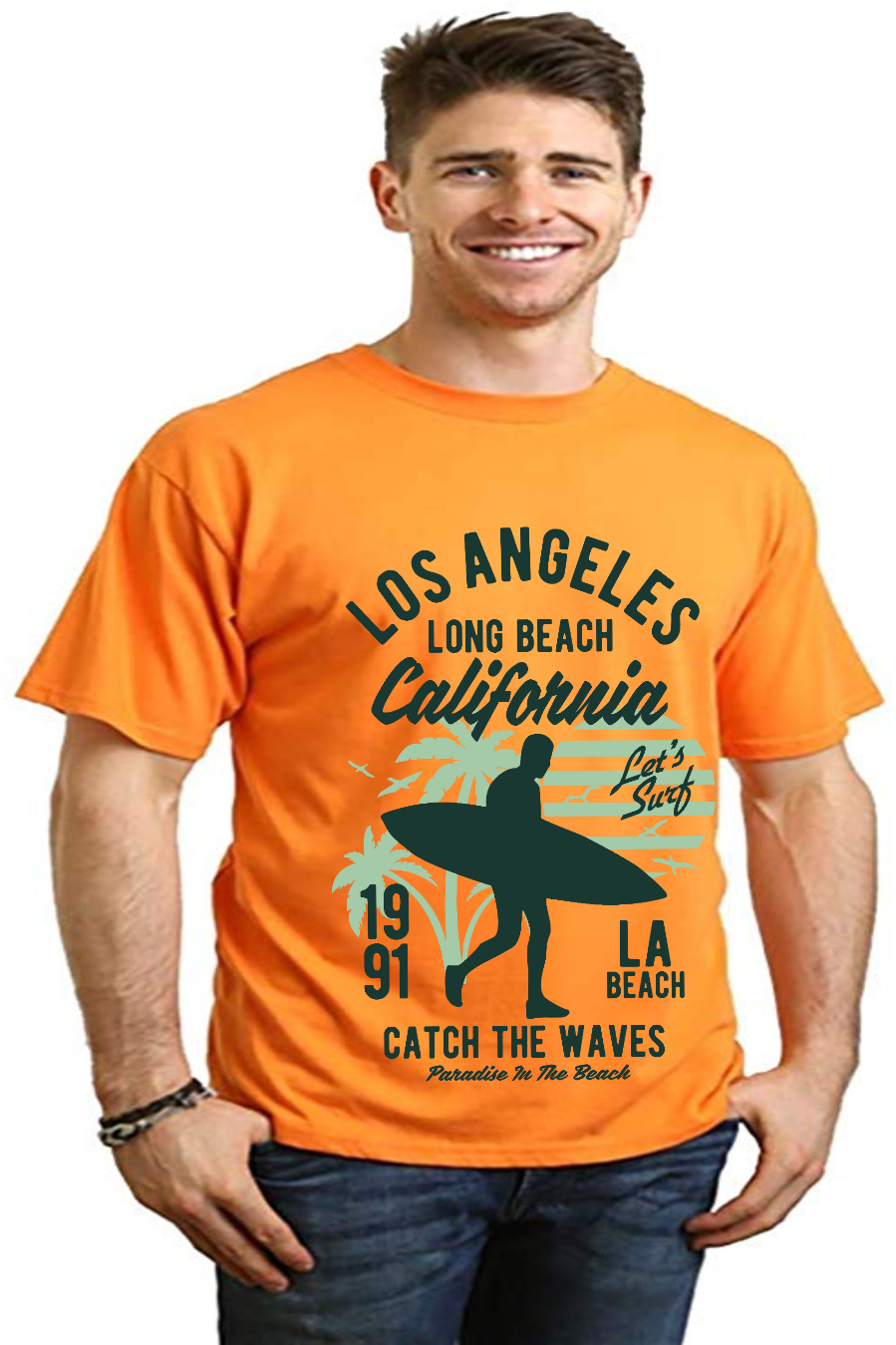 Spun Bamboo Los Angeles Men's Bamboo Viscose/Organic Cotton Short Sleeve Graphic T-Shirt — packaging