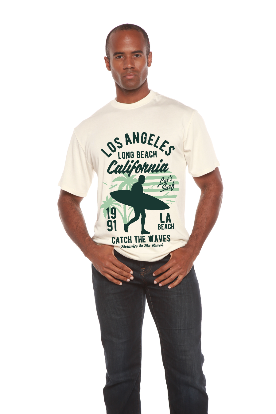 Spun Bamboo Los Angeles Men's Bamboo Viscose/Organic Cotton Short Sleeve Graphic T-Shirt — comparison shot